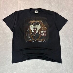 Vintage SSI Party Zone Bulldog Graphic T-Shirt Mens XL Black Single Stitch USA